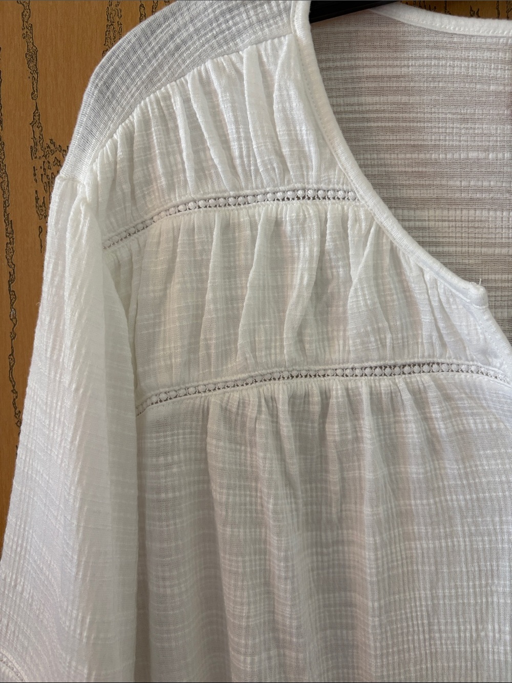 Ruby Rd. White Gauze V-Neck Tiered Bell Sleeve Tunic - Picture 6 of 7